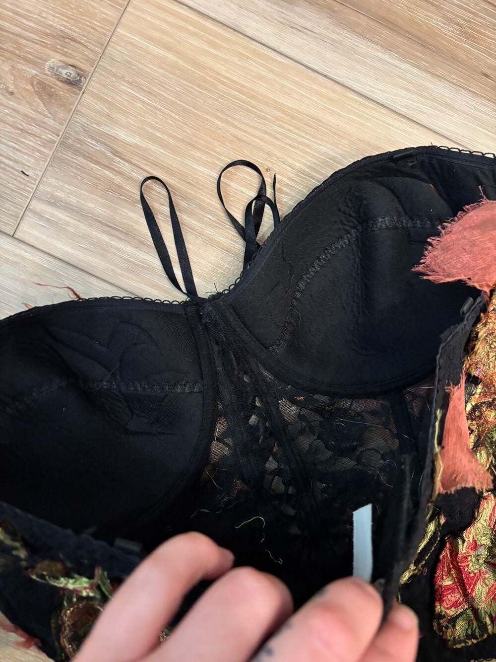 Vintage Alberto Makali Floral Lace and Embroidery Corset Bustier Top Silk Blend - Picture 9 of 10